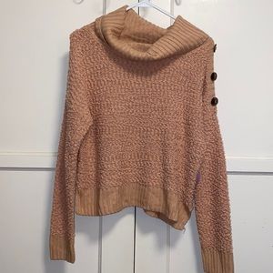 Full Circle Trends Medium Peach Loose Turtleneck Pullover Knitted Sweater